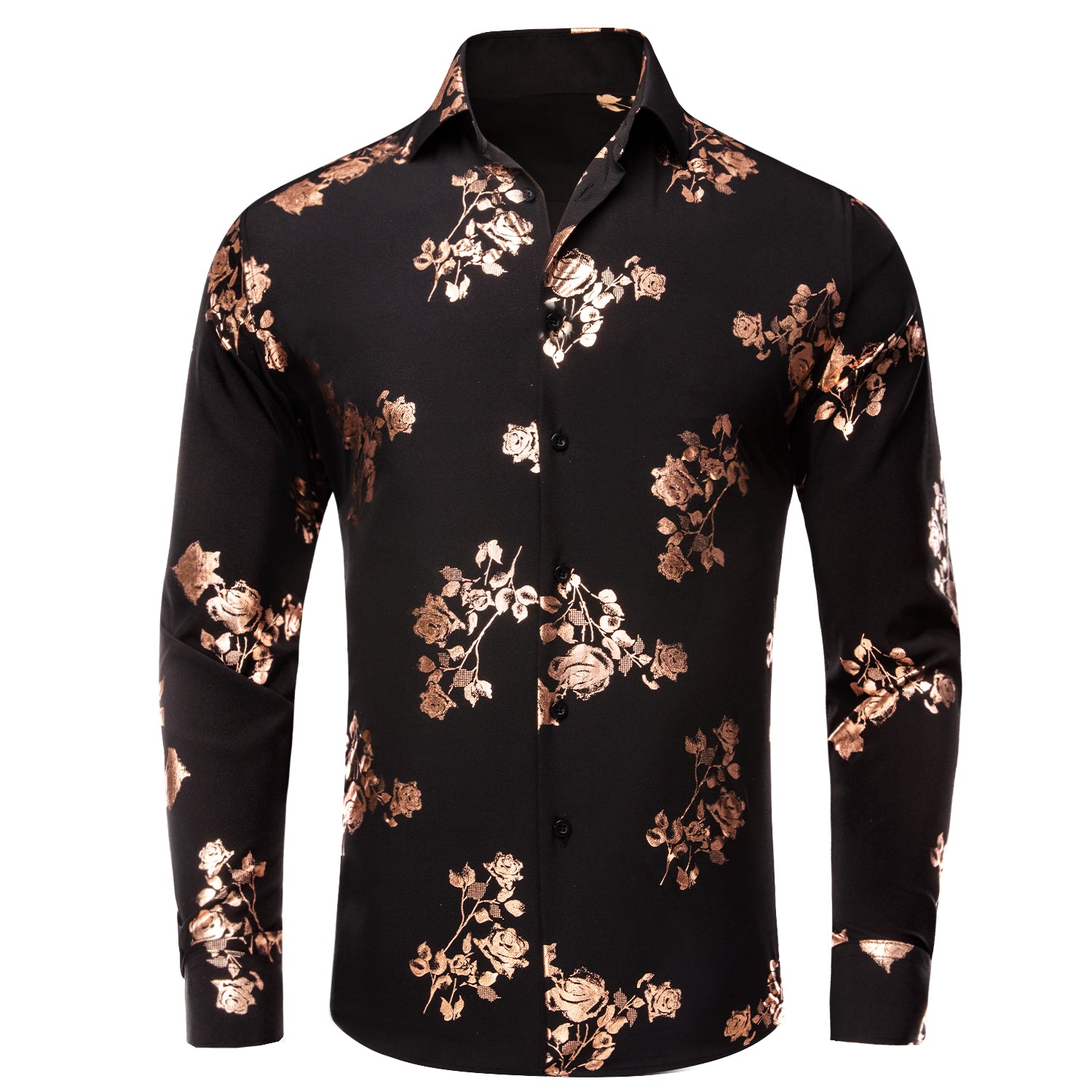 Black floral dress shirt online