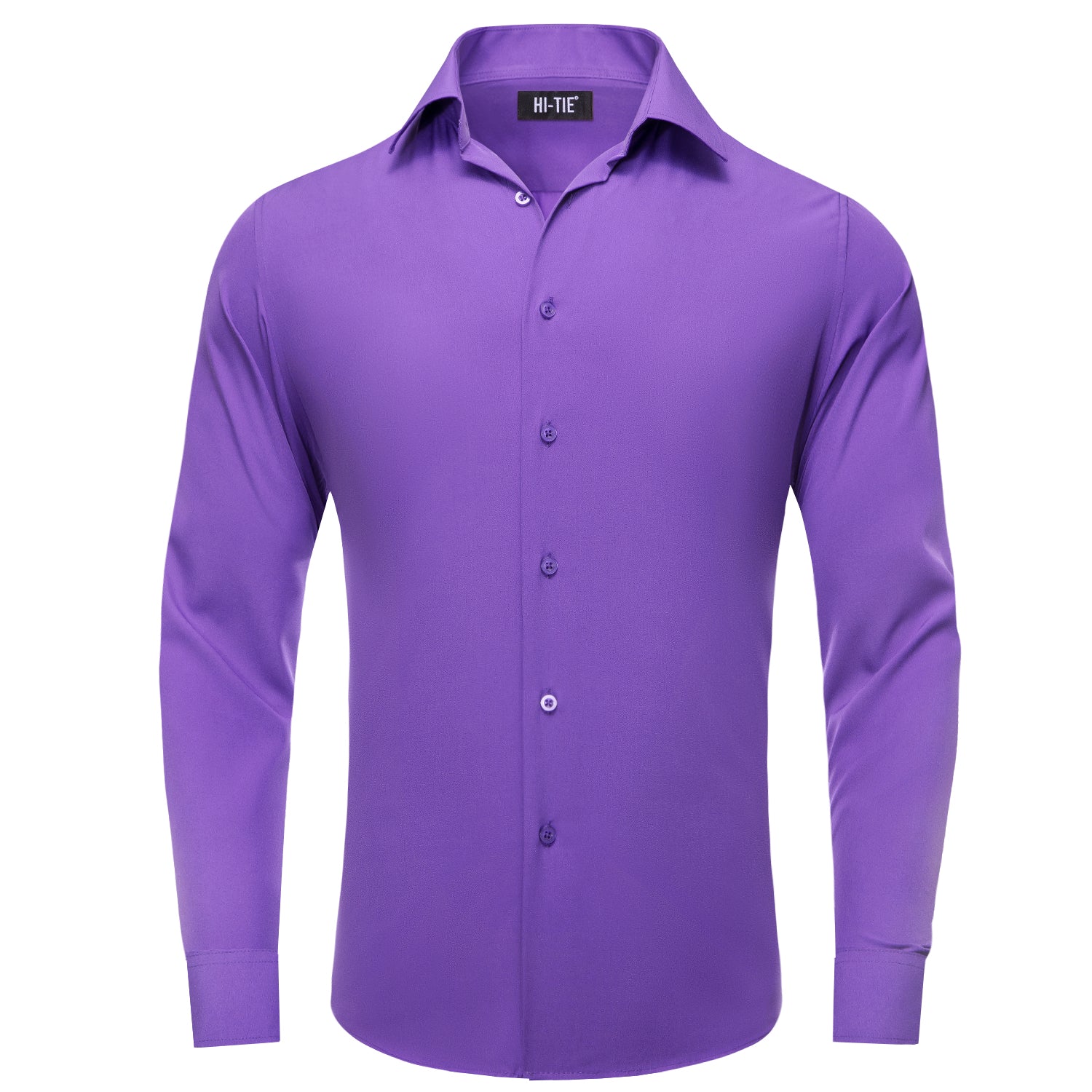 Long Sleeve Shirt Dark Purple Solid Casual Men's Dress Shirt Top Wear