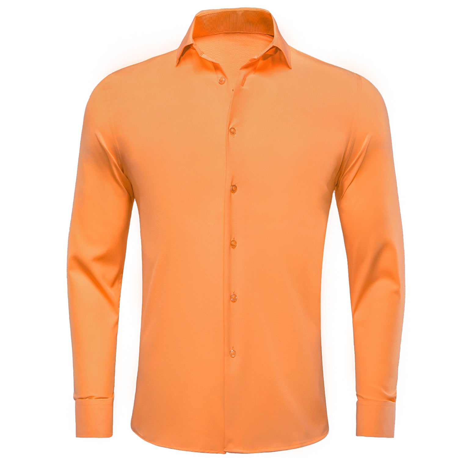 Hi Tie Light Orange Shirt Solid Stretch Mens Long Sleeve Dress Shirt 0726