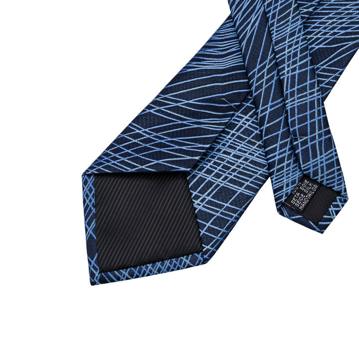 Blue Novelty Silk Men's Tie Hanky Cufflinks Set