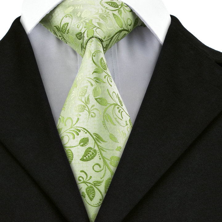 sage green floral tie