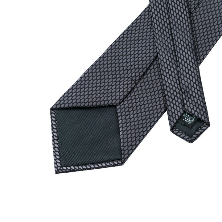 Gray Black Neckties Geometric Tie Pocket Square Cufflinks Set