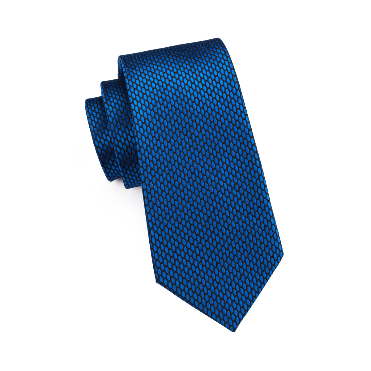 Navy-Blue Geometric Polka Dot Tie Pocket Square Cufflinks Set