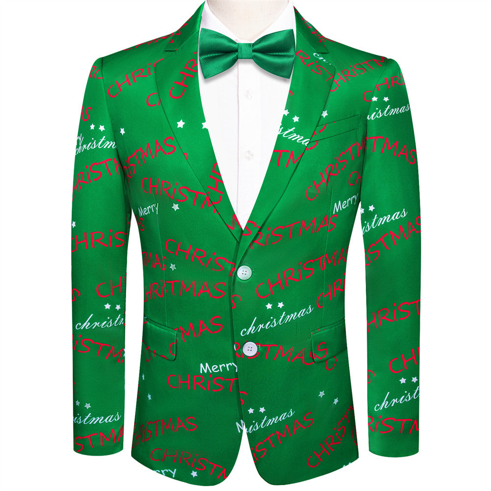 Hi-Tie Green Christmas Suit Silk Festival Designer Suit for Men