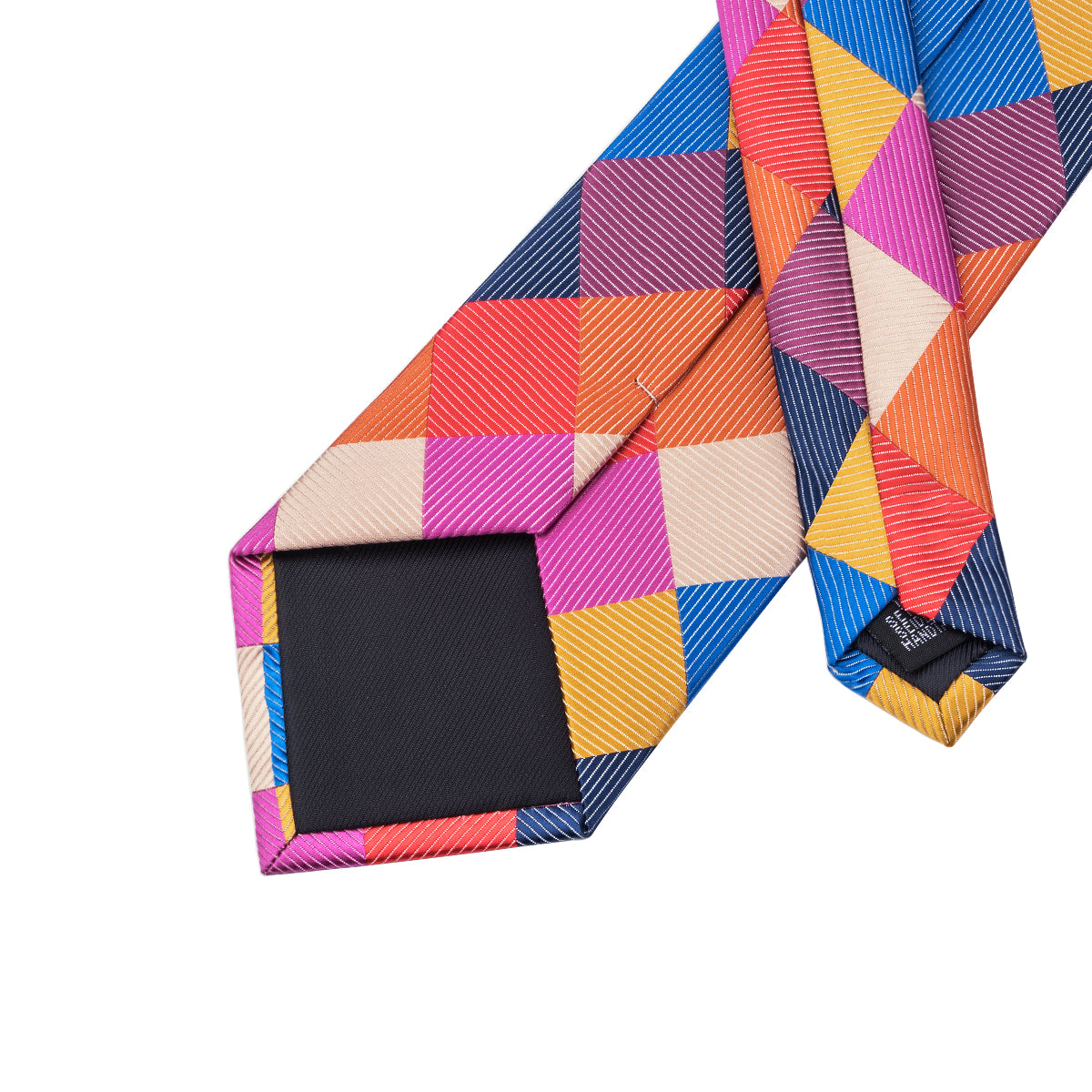  Men's Necktie Colorful Plaid Tie Pocket Square Cufflinks Set