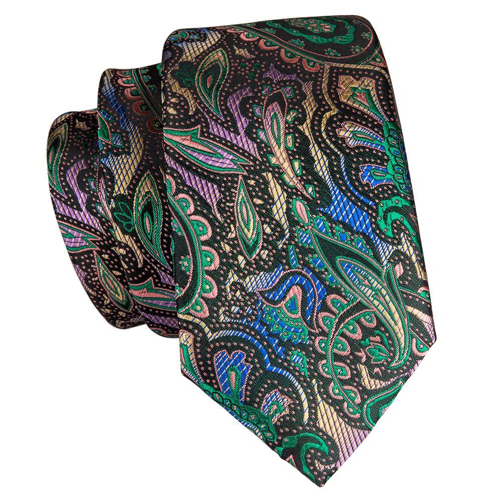 green purple Orange paisley men's necktie 