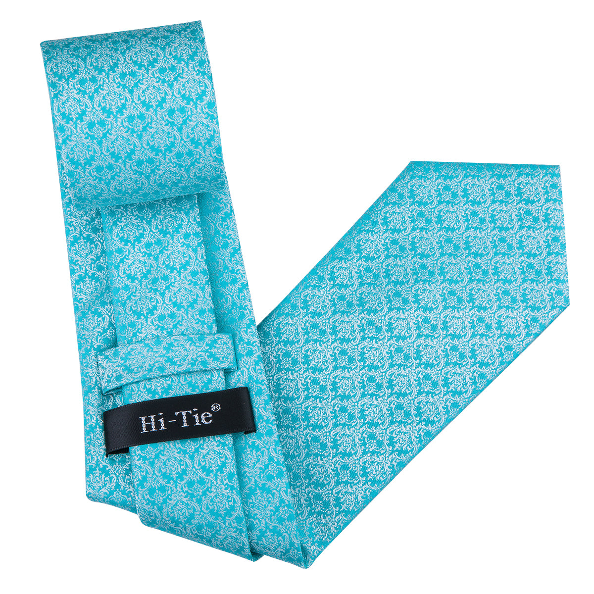 Blue Necktie Baby Blue Floral Tie Pocket Square Cufflinks Set