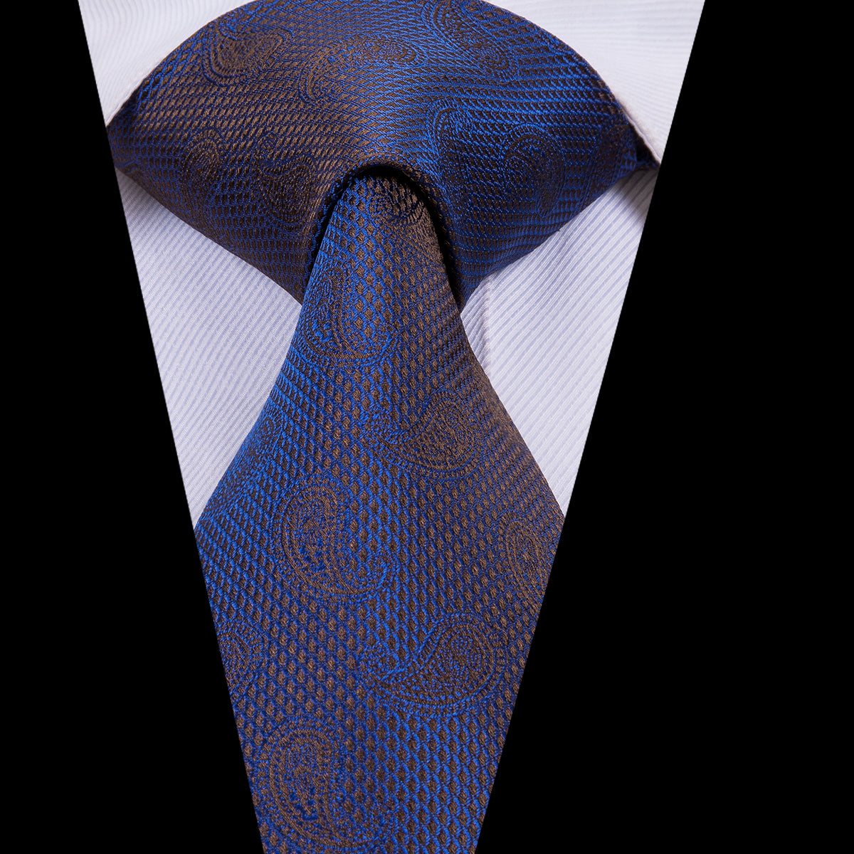 Navy Blue Paisley Tie Pocket Square Cufflinks Set