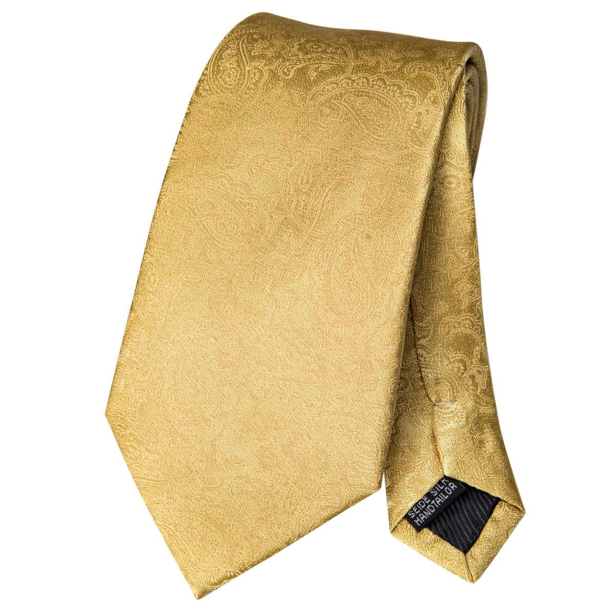  Necktie Royal Yellow Paisley Tie Pocket Square Cufflinks Set