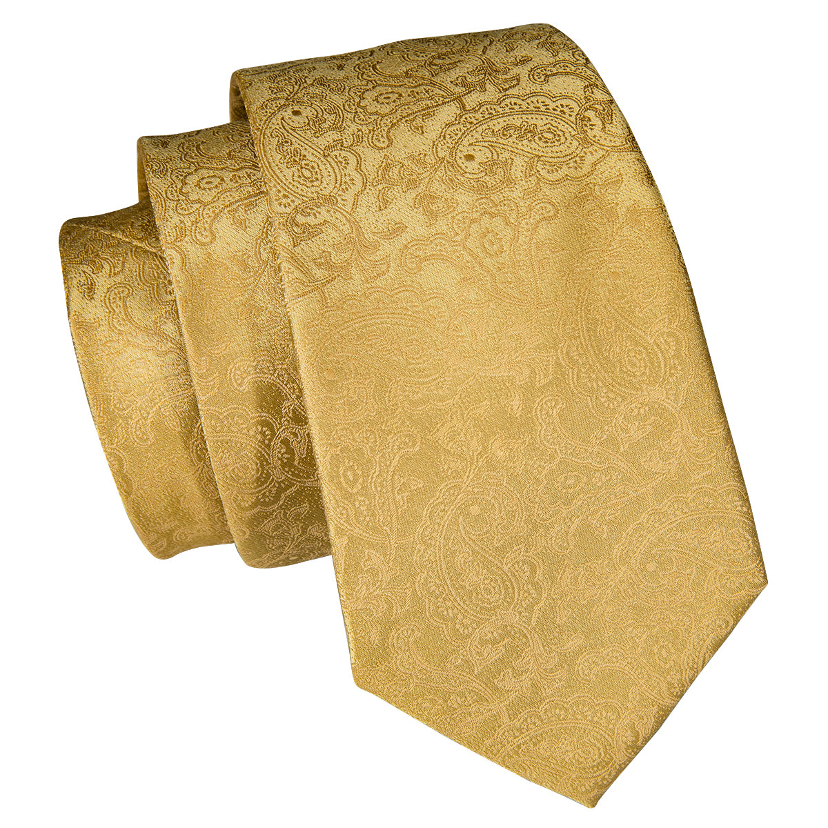  Necktie Royal Yellow Paisley Tie Pocket Square Cufflinks Set