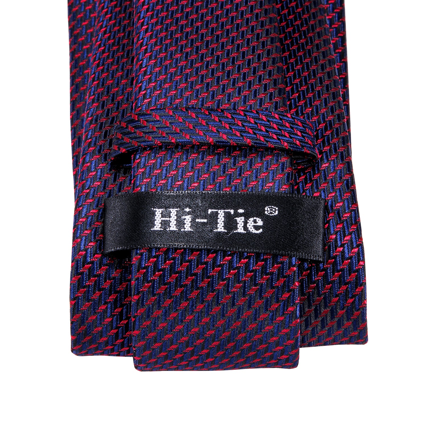 Blue Red Striped Mens Geometric Tie Pocket Square Cufflinks Set