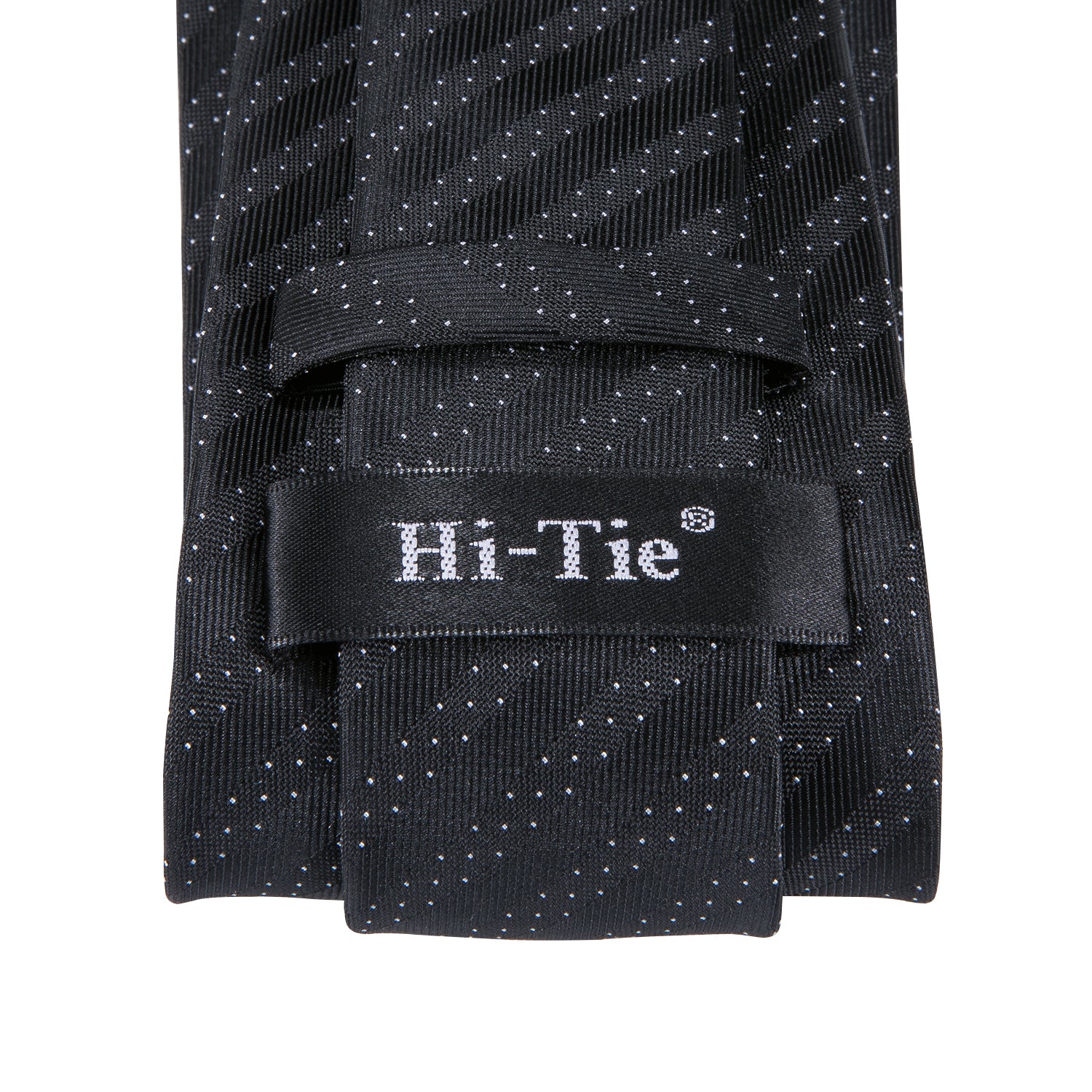 Black Polka Dot Striped Men's Tie Pocket Square Cufflinks Set