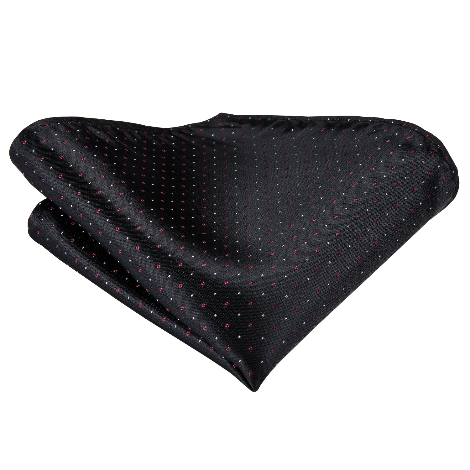 Black Red Polka Dot Men's Tie Pocket Square Cufflinks Set