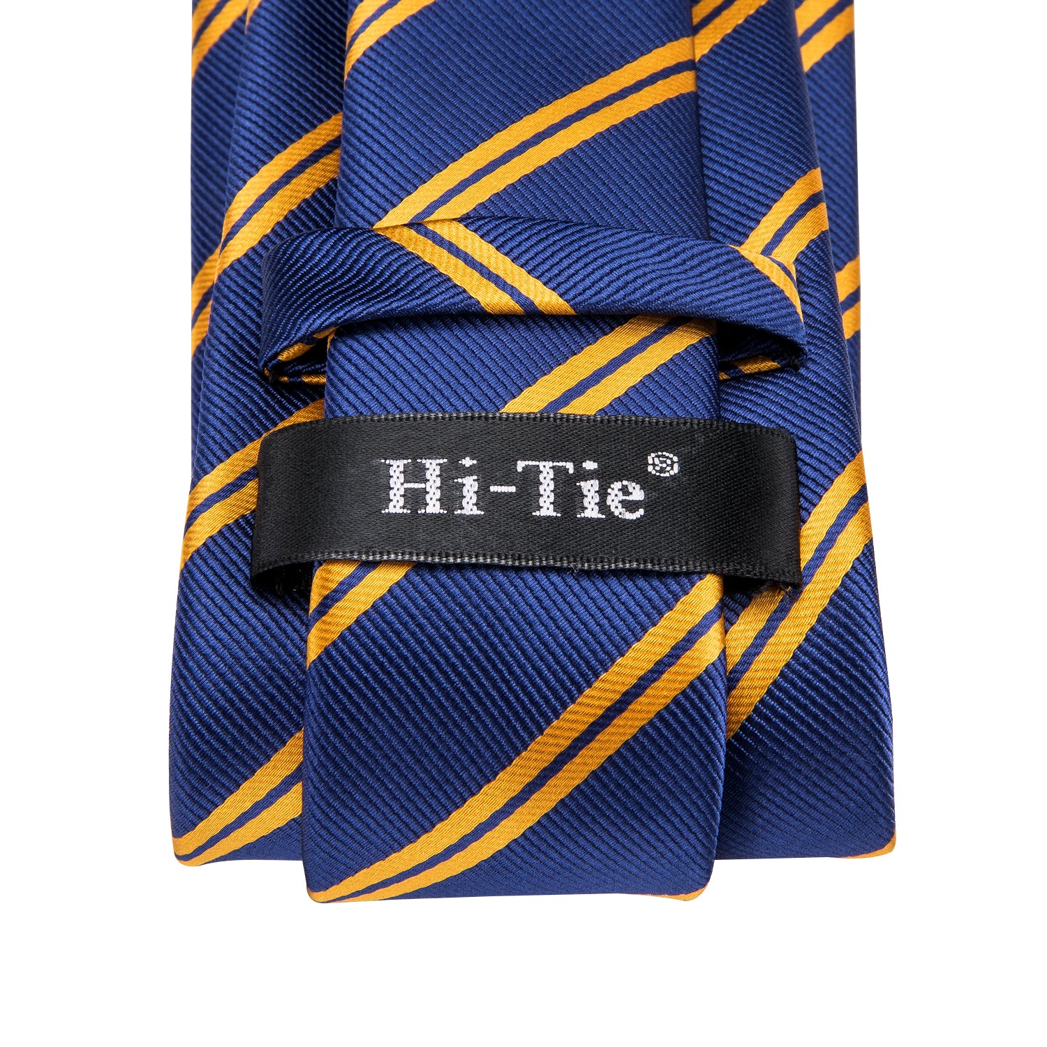 Shining Blue Yellow Striped Necktie Pocket Square Cufflinks Set