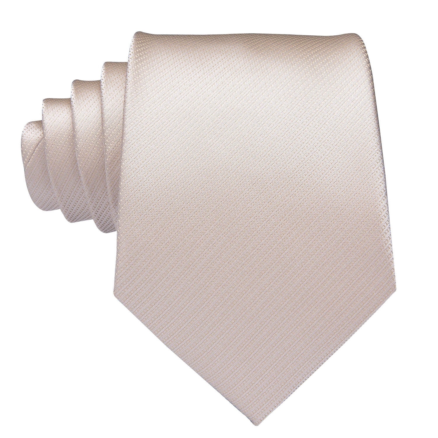  Silk Ties Ivory Beige Solid Necktie Pocket Square Cufflinks Set