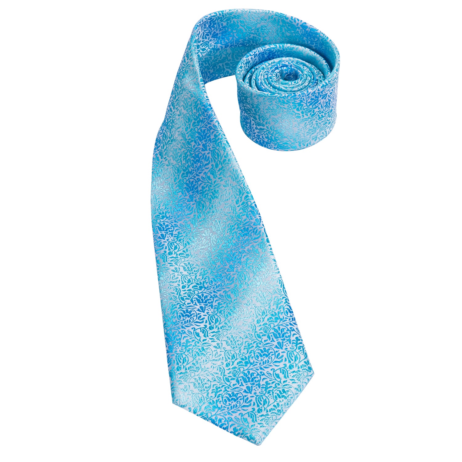  Skyblue Tie Light Blue Floral Men's Necktie Hanky Cufflinks Set