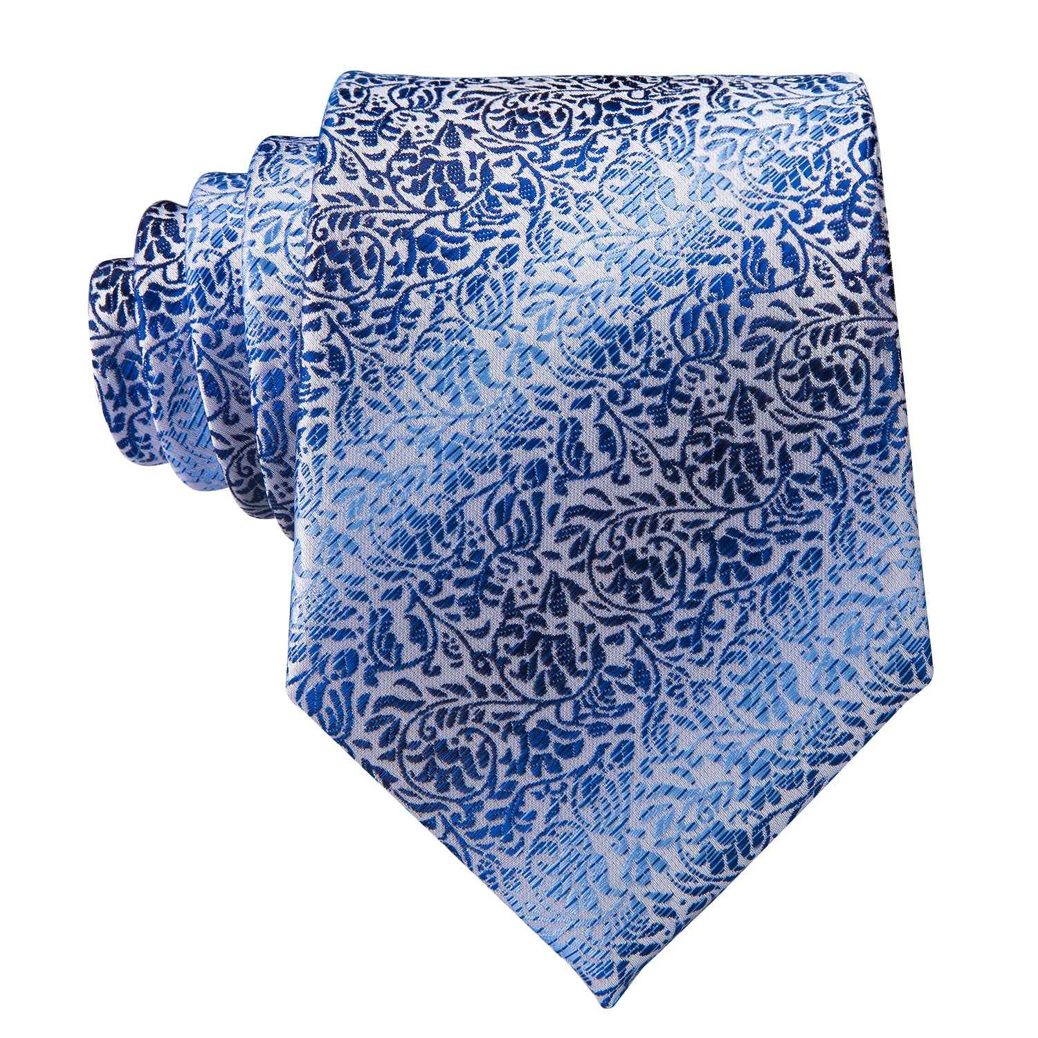 Light Blue Tie Floral Necktie Pocket Square Cufflinks Sets