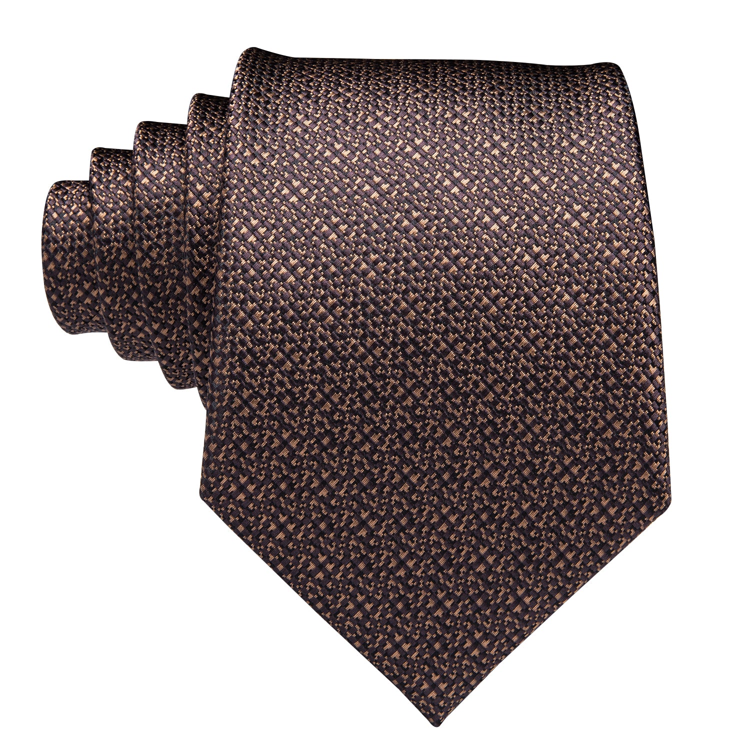 Men's Must-Have Brown Solid Tie Pocket Square Cufflinks Set