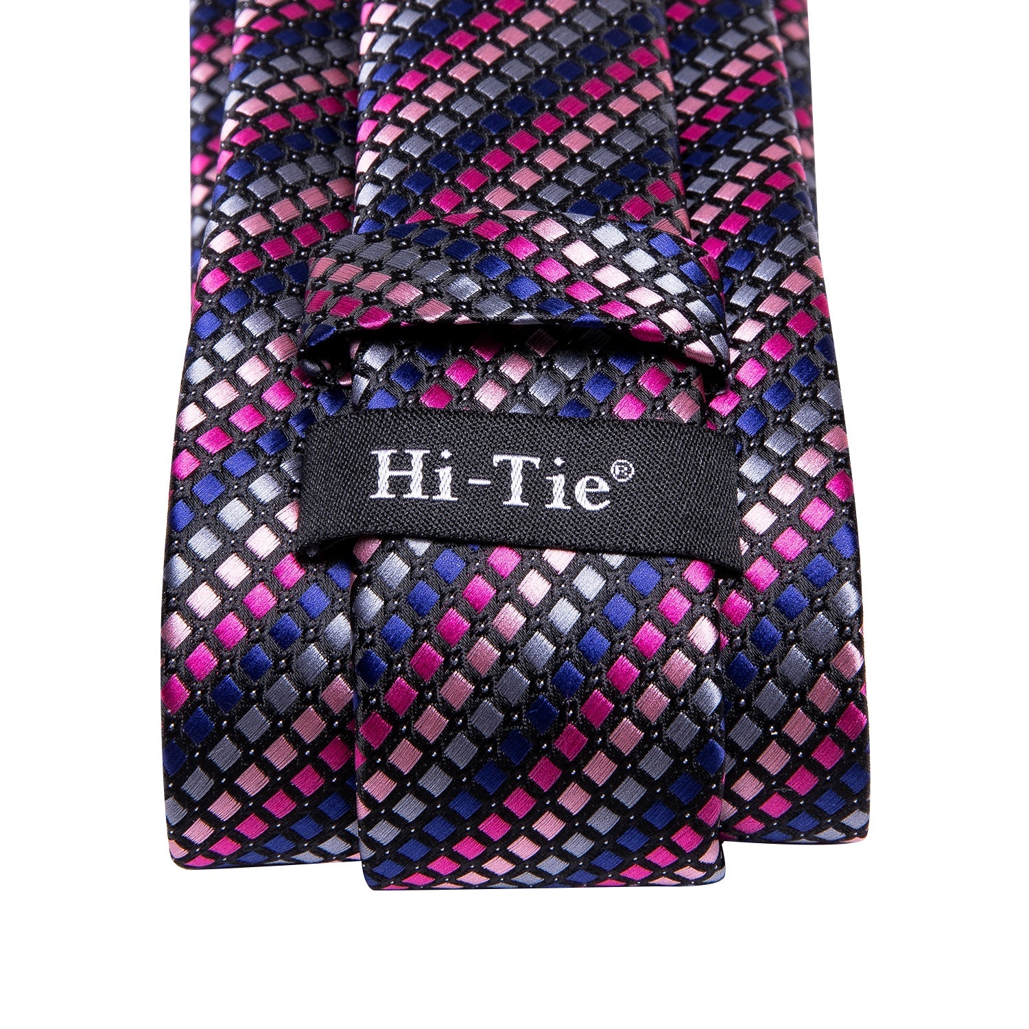 Pink Blue Striped Novelty Tie Pocket Square Cufflinks Set with Wedding Brooch