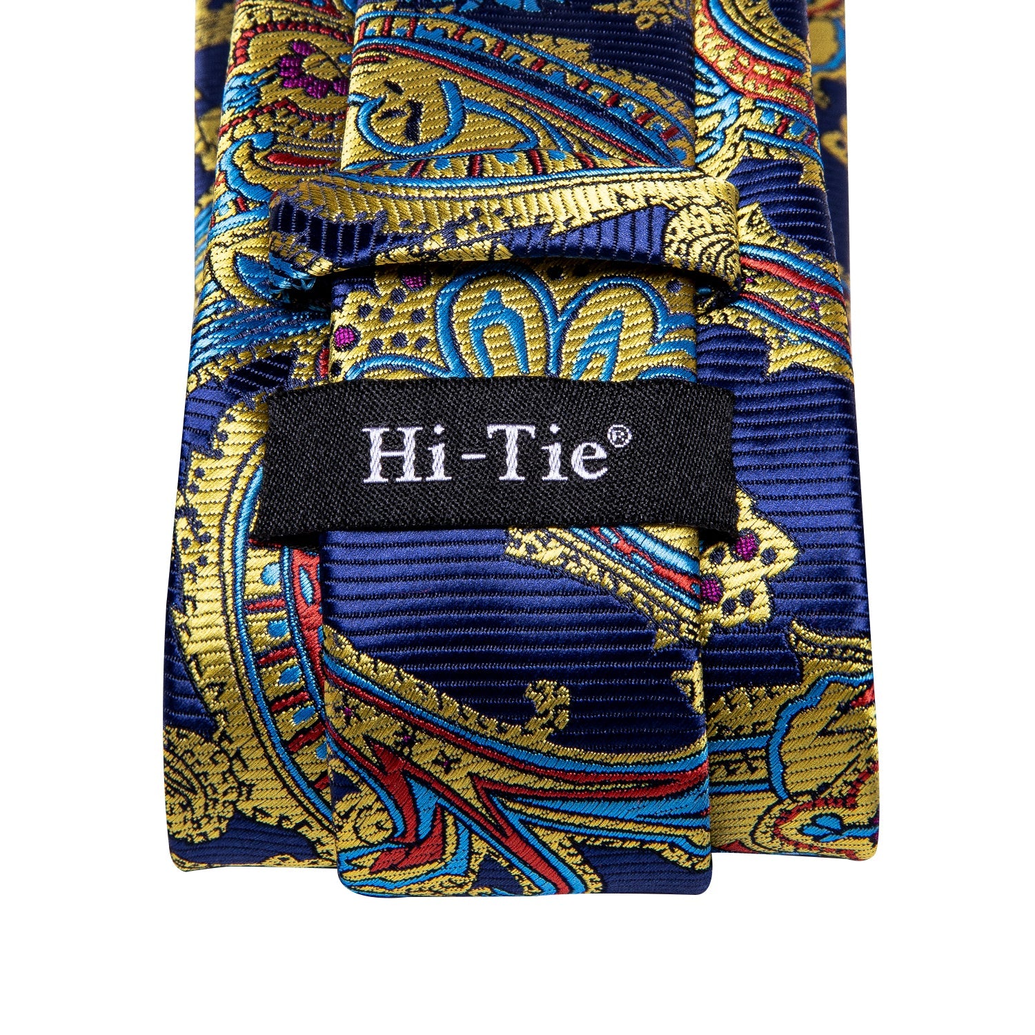 Hi-Tie Blue Yellow Floral Tie Handkerchief Cufflinks Set with Wedding Brooch