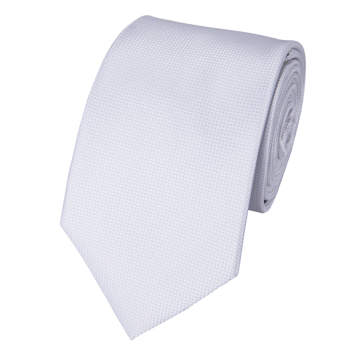  White Wedding Necktie Solid Men Tie Pocket Square Cufflinks Set