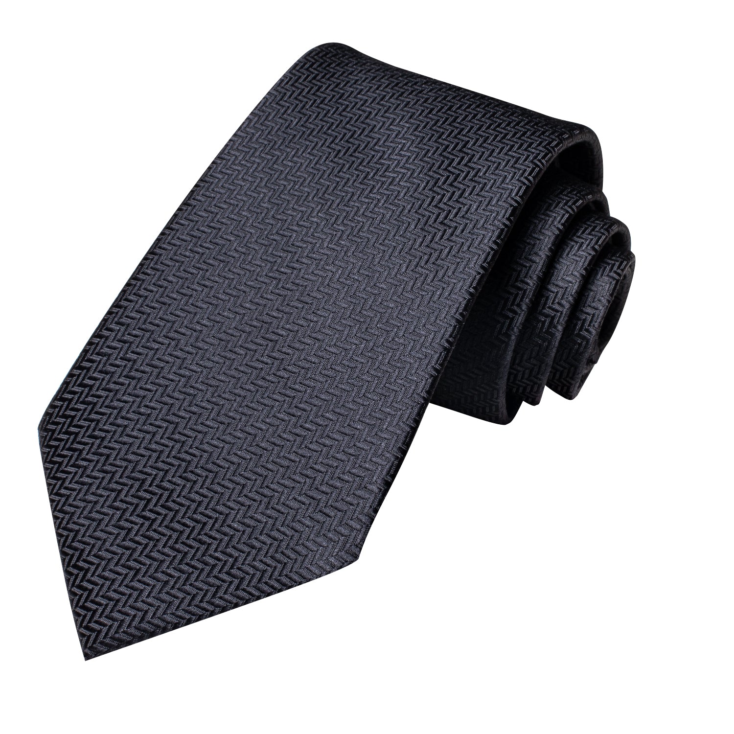  Necktie Black Woven Striped Men Tie Pocket Square Cufflinks Set