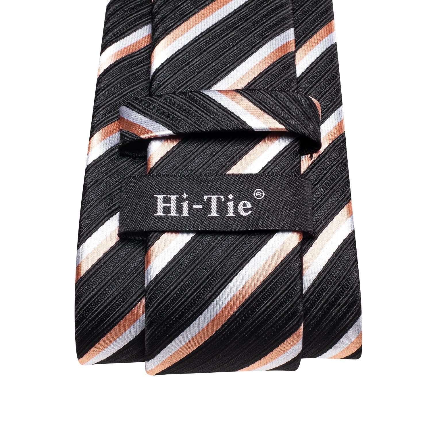 Black Orange White Plaid Silk Tie Pocket Square Cufflinks Set