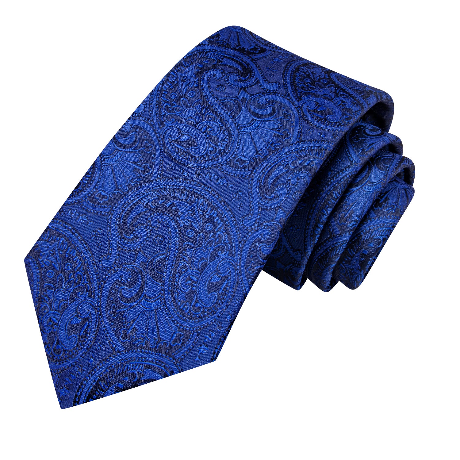  Deep Blue Tie Paisley 67 Inches XL Necktie Hanky Cufflinks Set