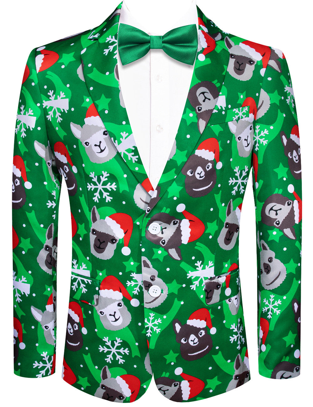 Hi-Tie Green Suit Christmas Blazer for Men