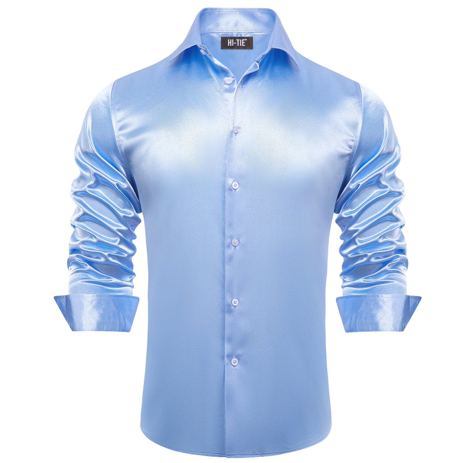 Blue satin 2024 shirt mens