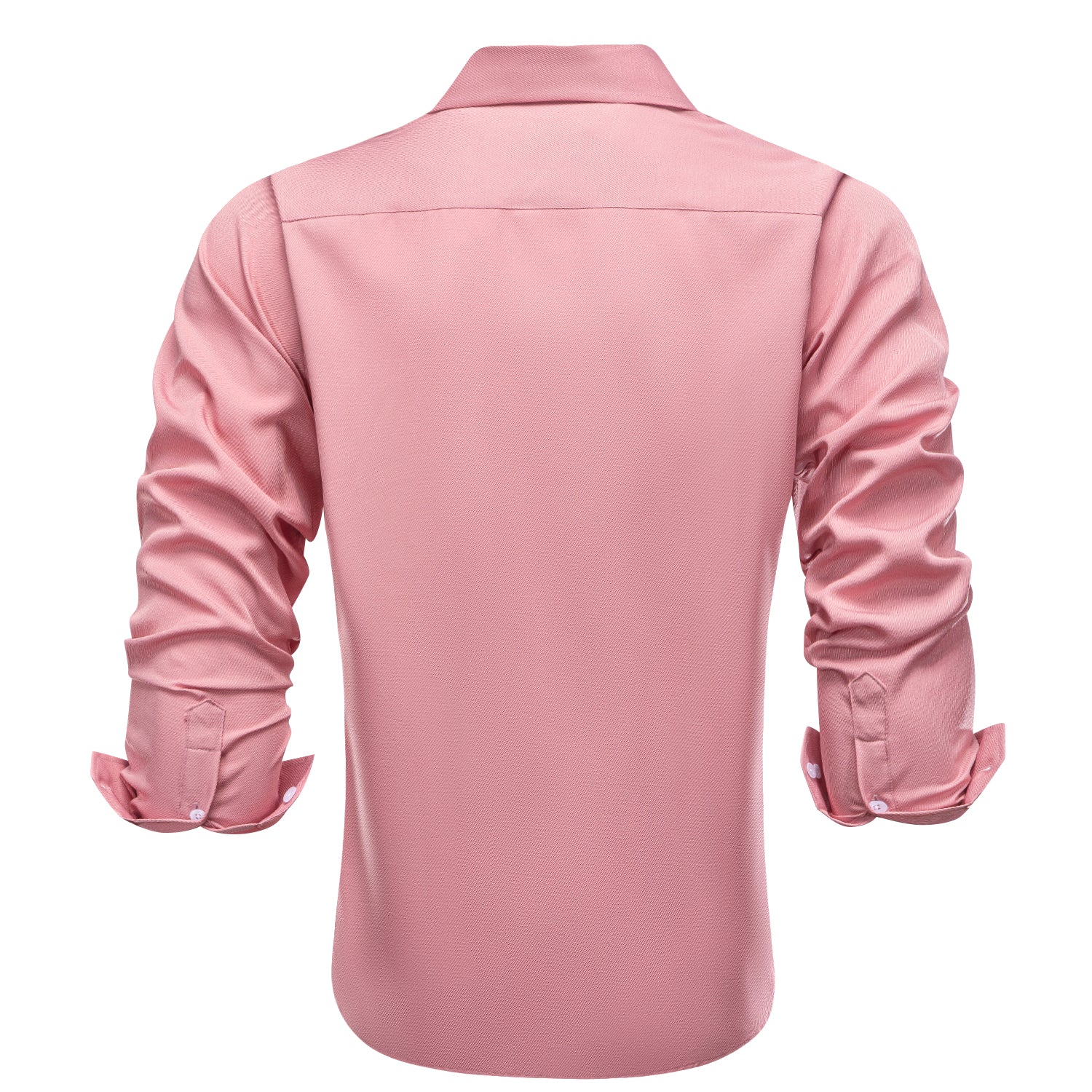 Hi-Tie Pure Pink Solid Business Men's Long Sleeve Dress Shirt