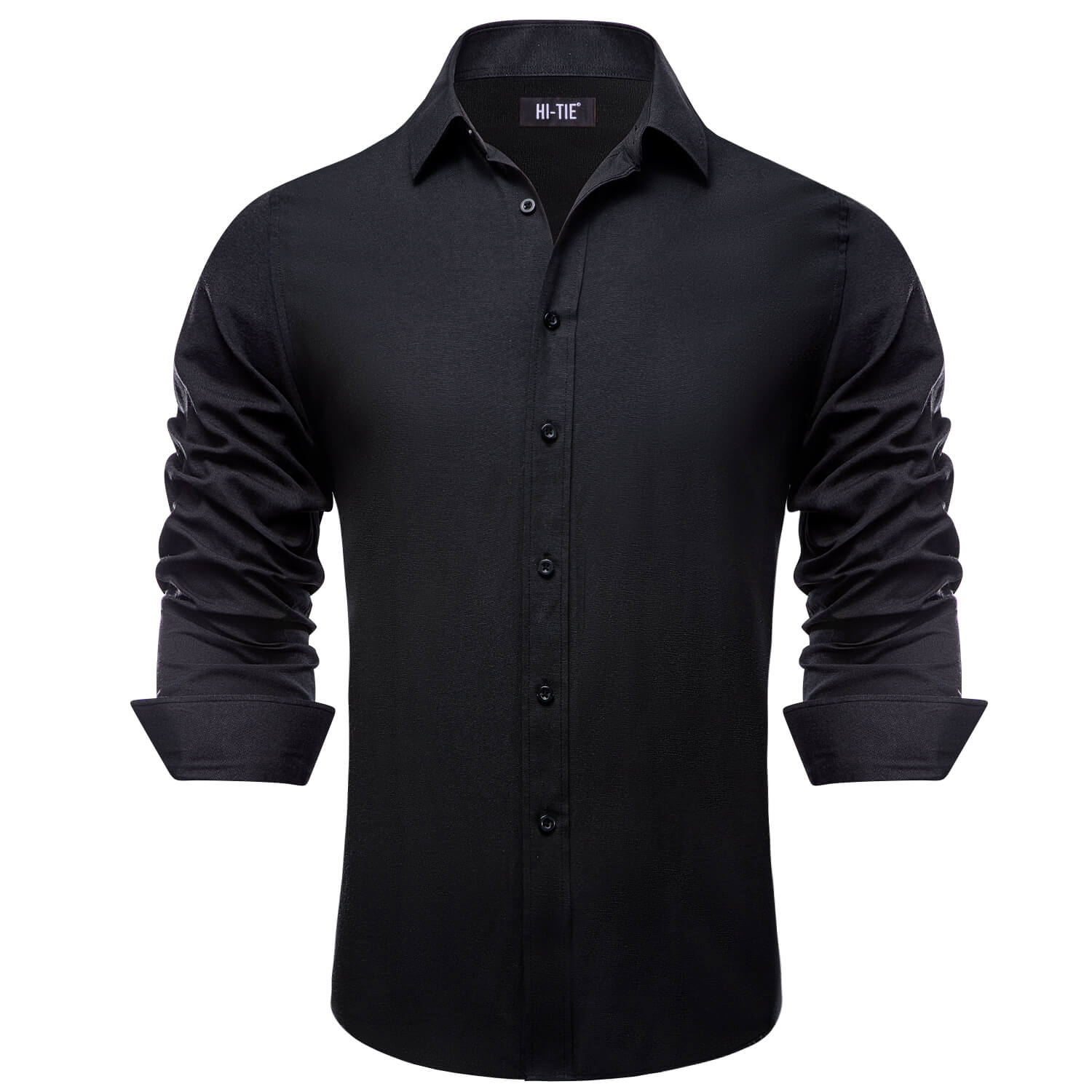 Hi Tie Solid Shirt Black Mens Button Down Shirt