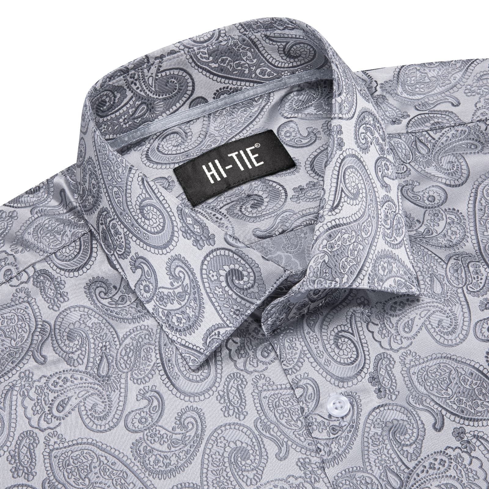 Silver Grey Paisley Winsdor Collar Mens Shirt