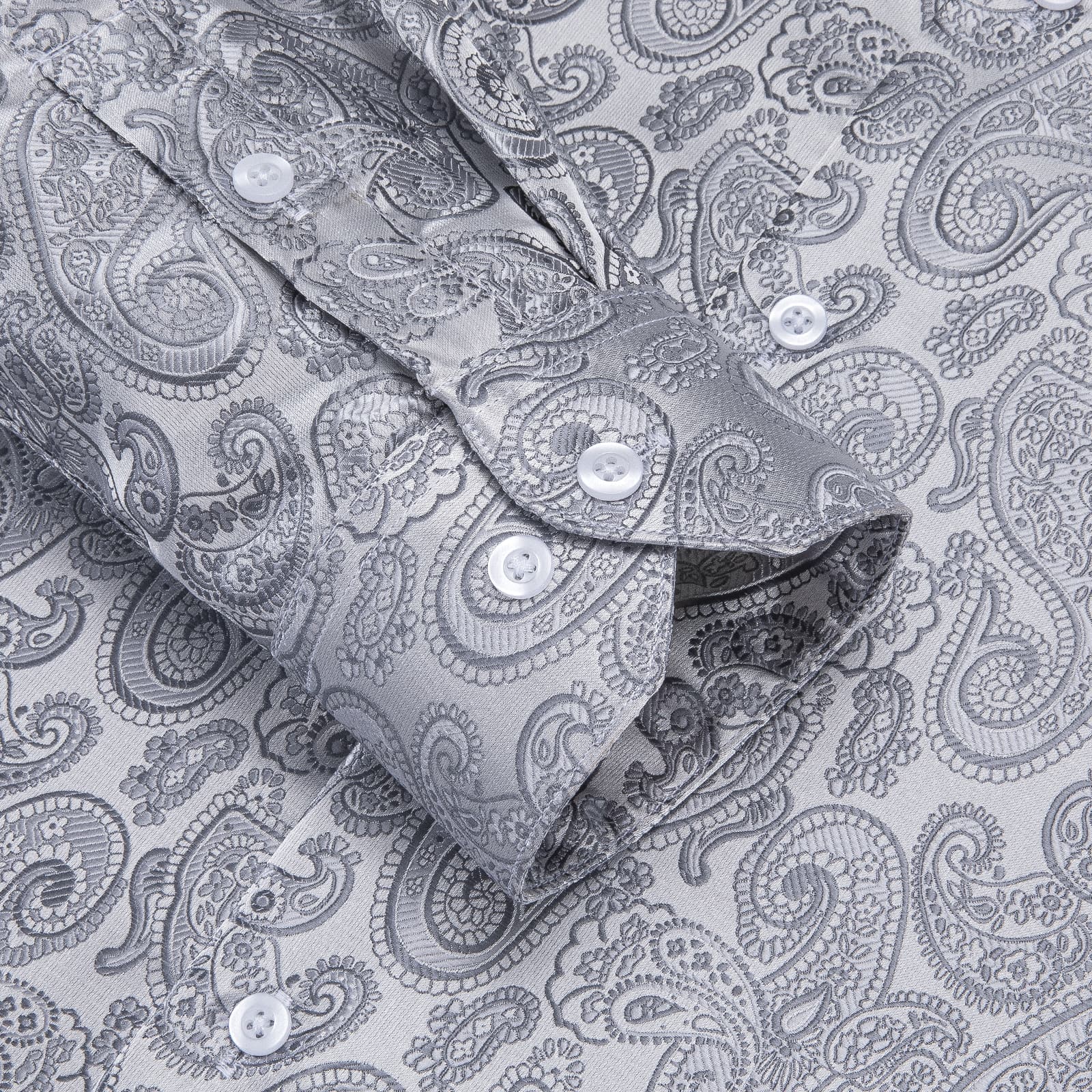 Silver Grey Paisley Winsdor Collar Mens Shirt