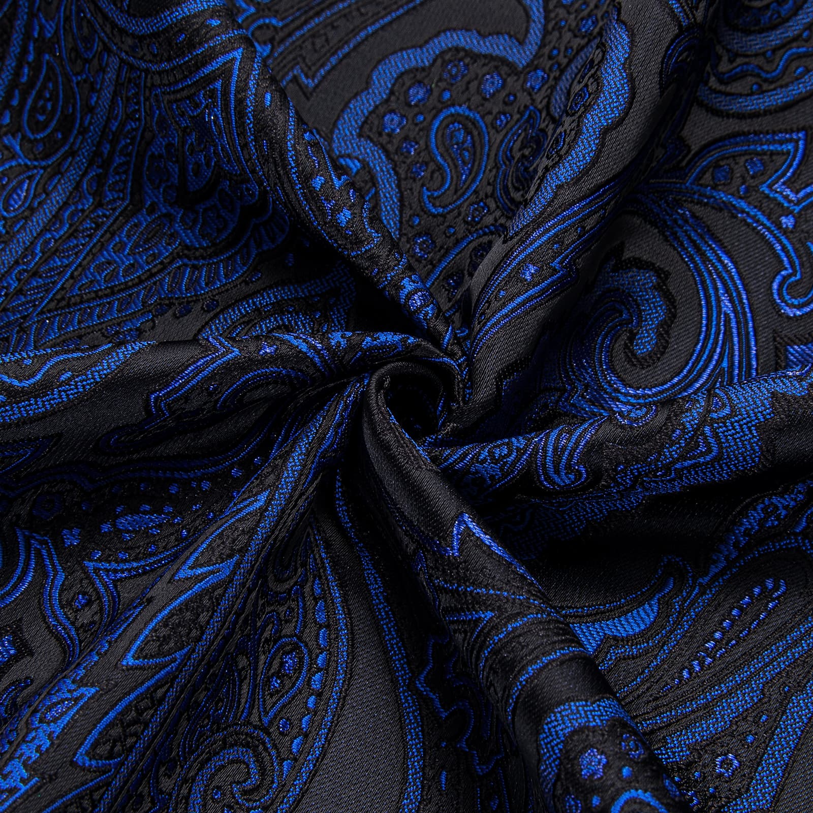  Blue Black Shirt Jacquard Paisley Top Men's Long Sleeve Shirt