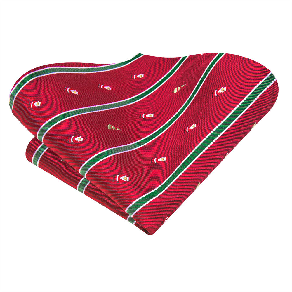 Hi-Tie Christmas Red Green Striped Snowman Necktie Set