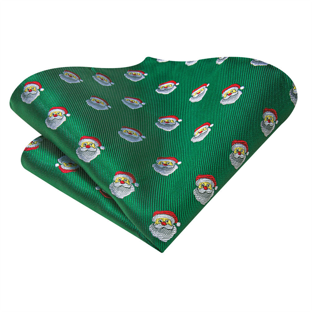 Hi-Tie Green Santa Polka Dots Christmas Designer Necktie Set