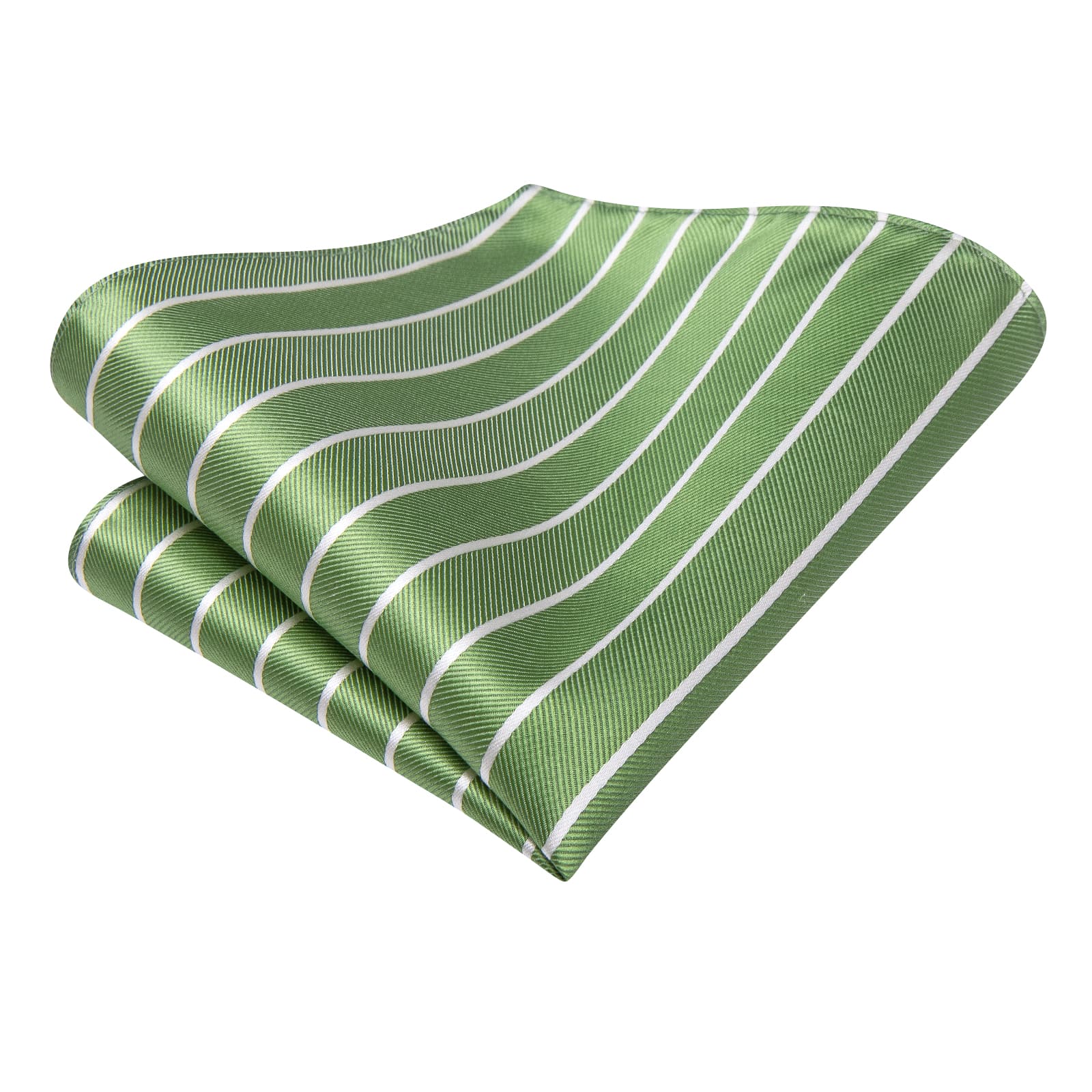 Hi-Tie Sage Green Striped Silk Mens Tie Handkerchief Cufflinks Set