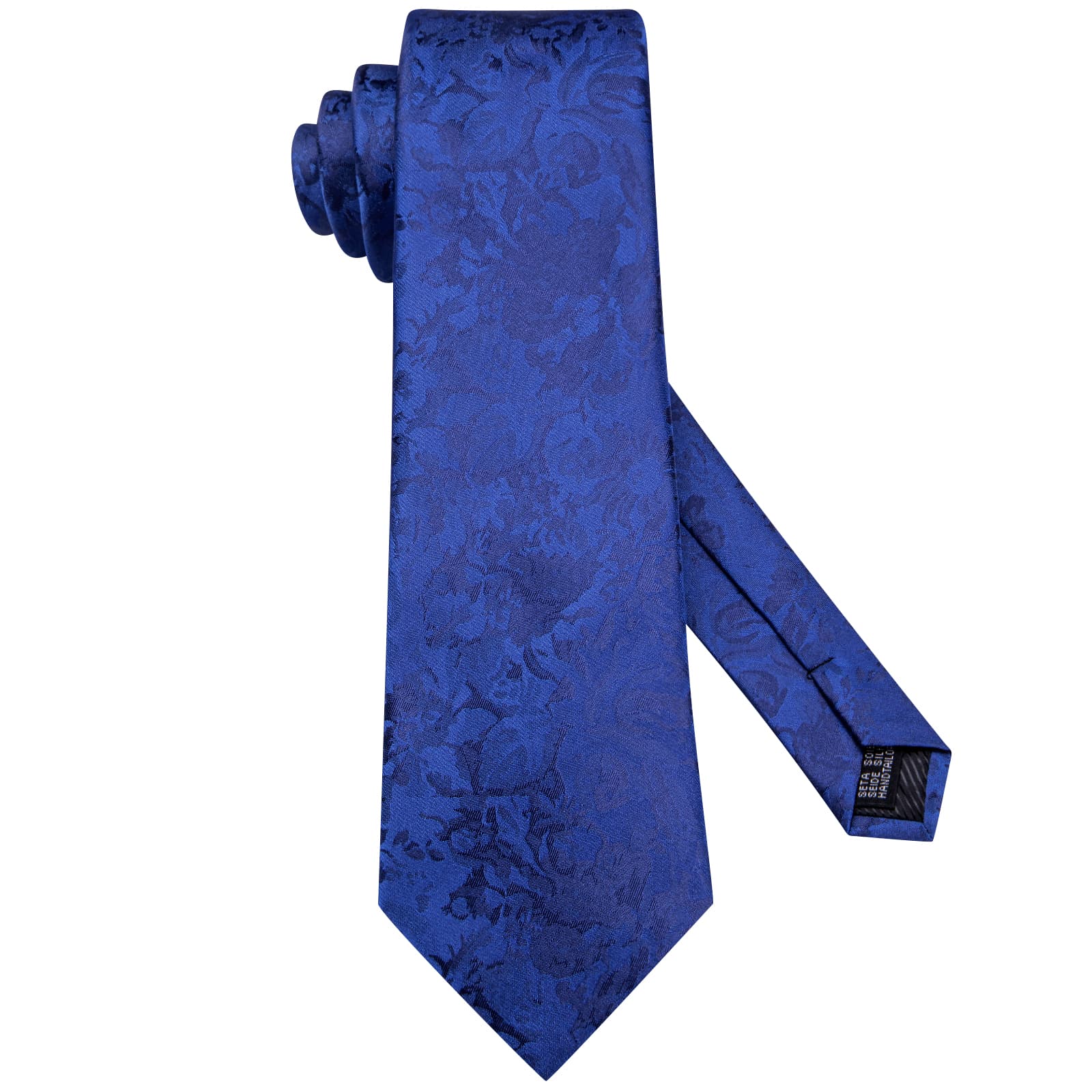 Hi-Tie Cerulean Blue Floral Silk Mens Tie Handkerchief Cufflinks Set