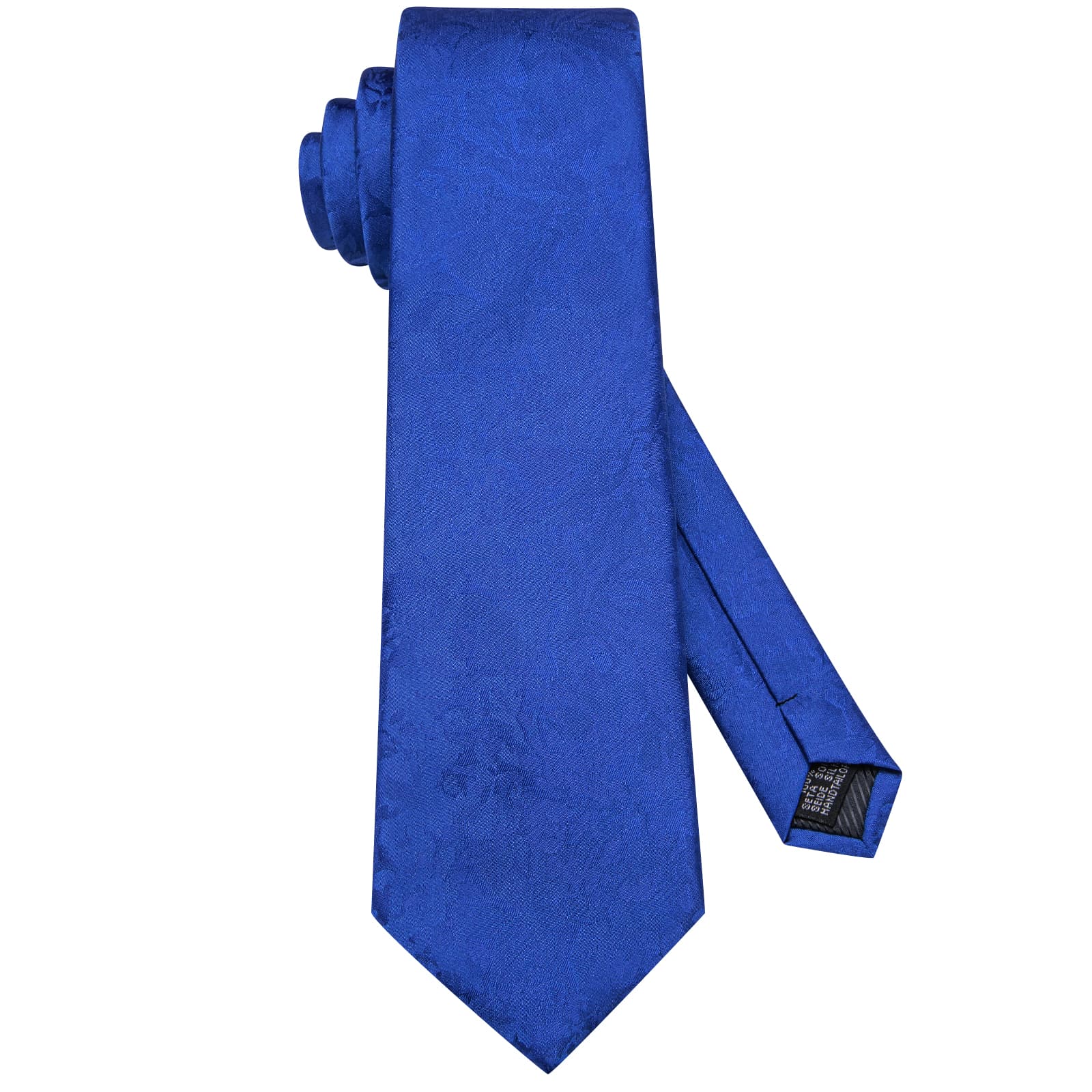 Hi-Tie Royal Azure Blue Floral Silk Mens Tie Handkerchief Cufflinks Set