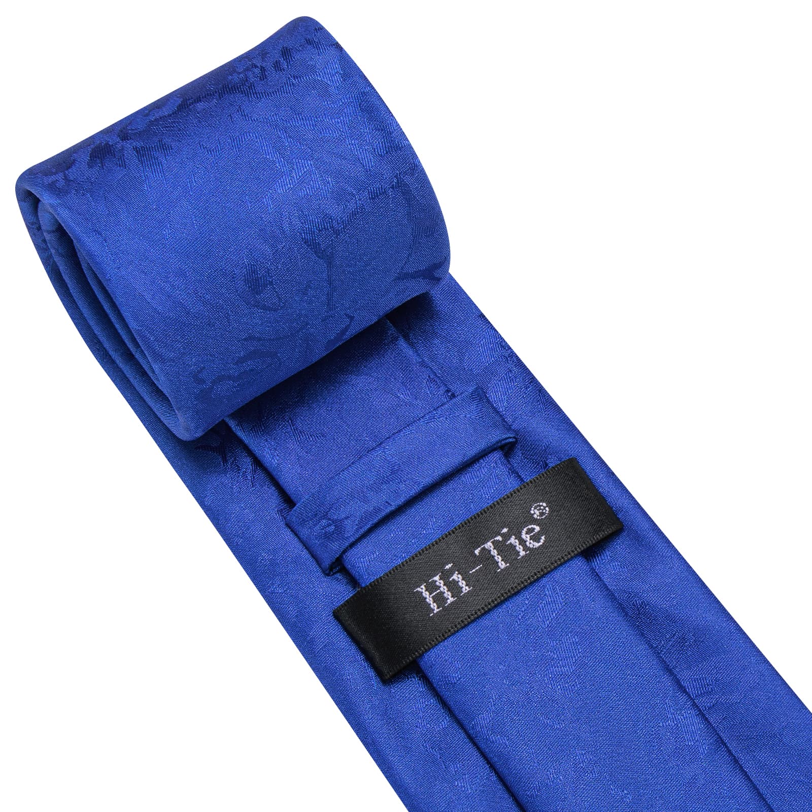 Hi-Tie Royal Azure Blue Floral Silk Mens Tie Handkerchief Cufflinks Set