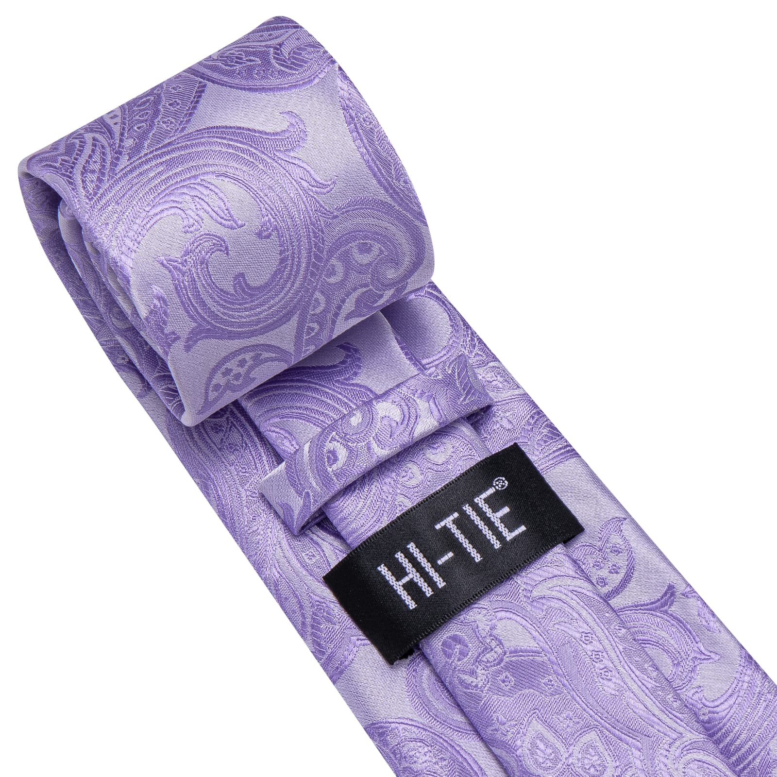 Hi-Tie Orchid Purple Floral Silk Mens Tie Handkerchief Cufflinks Set