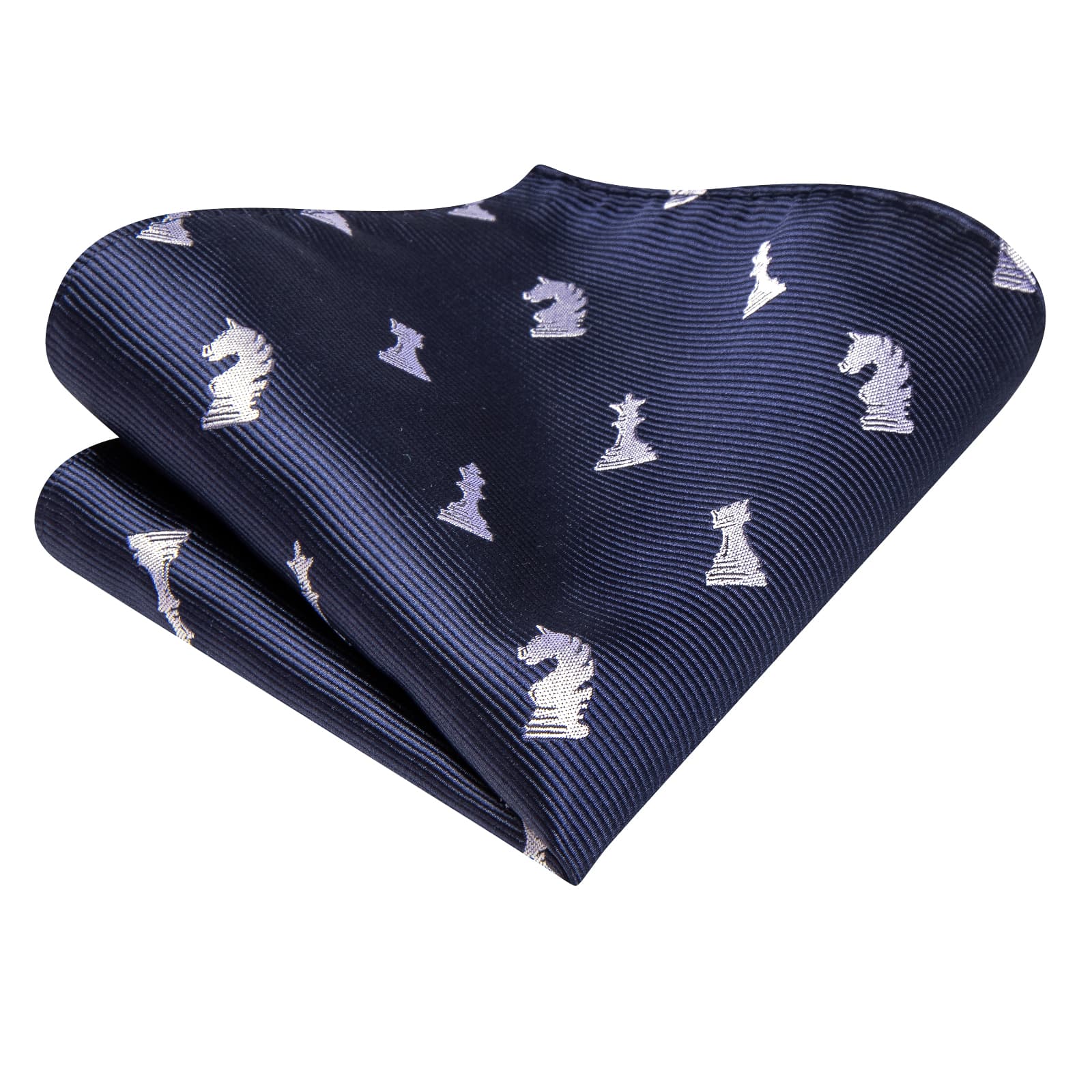 Hi-Tie Navy Blue Chess Game Pieces Novelty Silk Men's Necktie Set