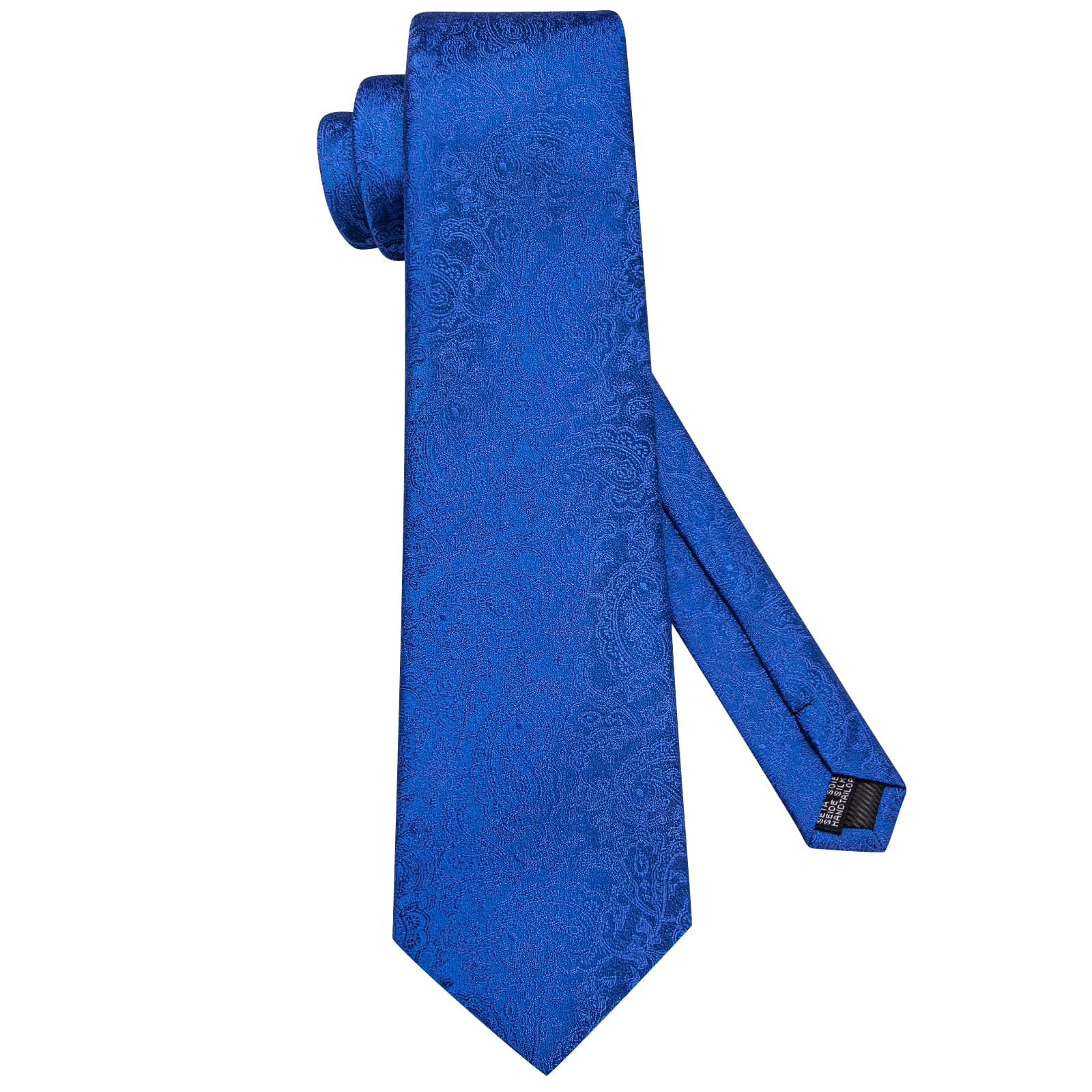 Hi-Tie Royal Blue Paisley Silk Mens Dress Tie Hanky Cufflinks Set