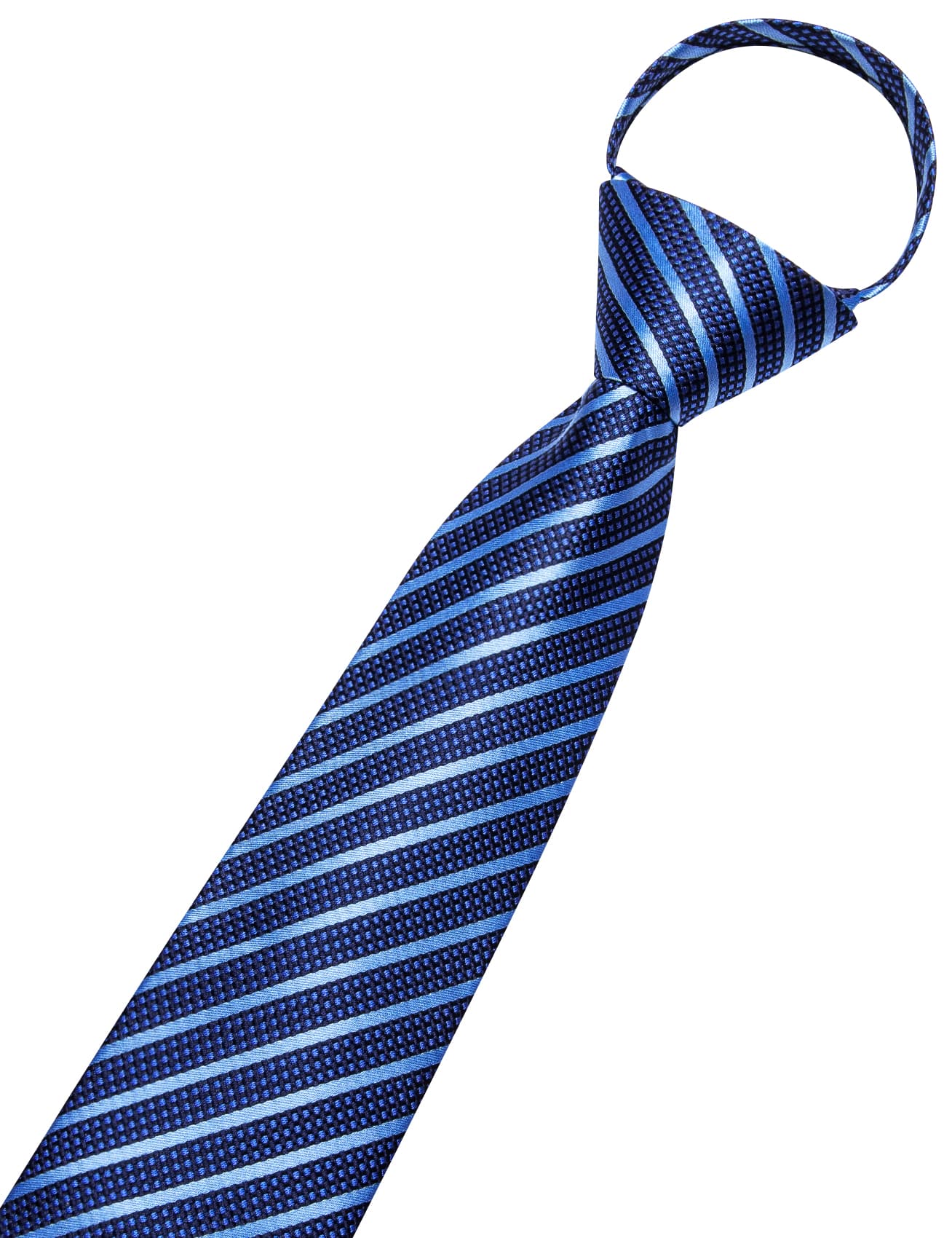 Zipper Necktie Royal Blue Ties Sky Blue Stripes Men's Tie Set