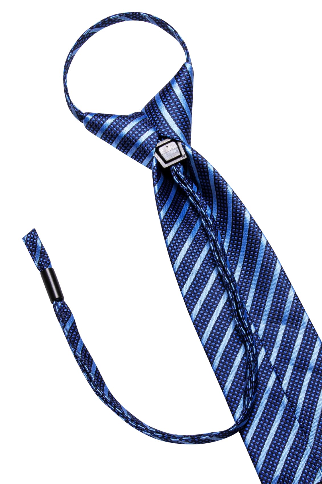 Zipper Necktie Royal Blue Ties Sky Blue Stripes Men's Tie Set