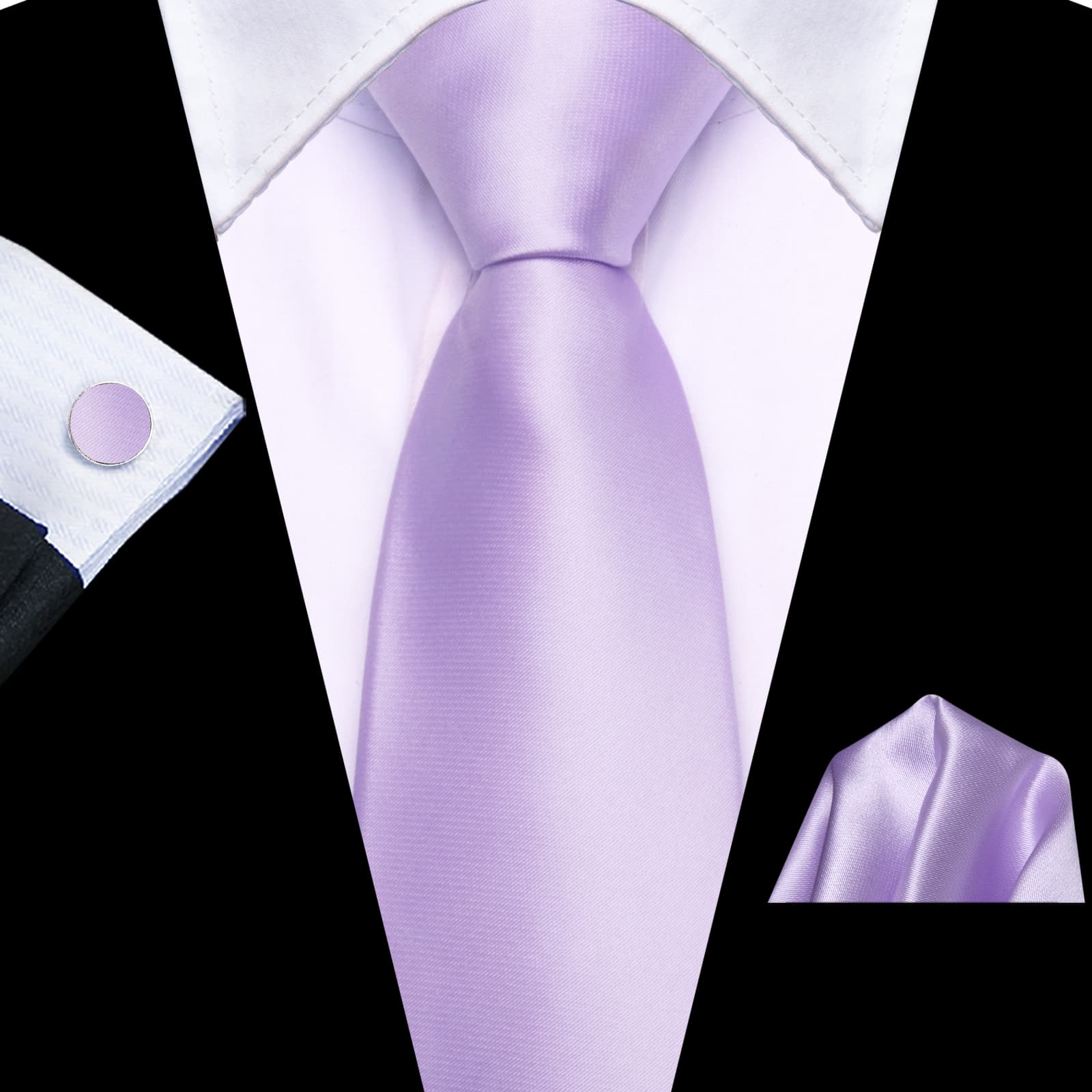 Lavender Tie Men's Purple Zipper Tie Solid Pre-Tied Necktie Set