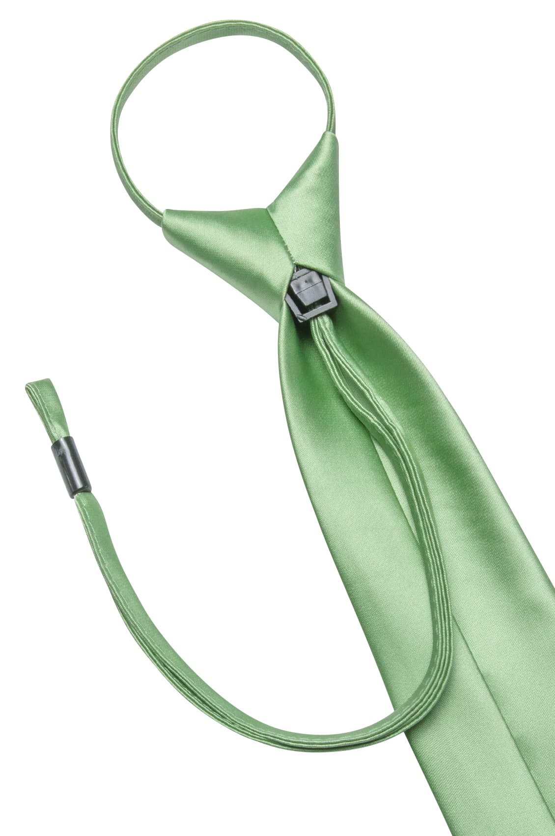 Light Green Ties Men's Zipper Satin Solid Pre-Tied Necktie Set