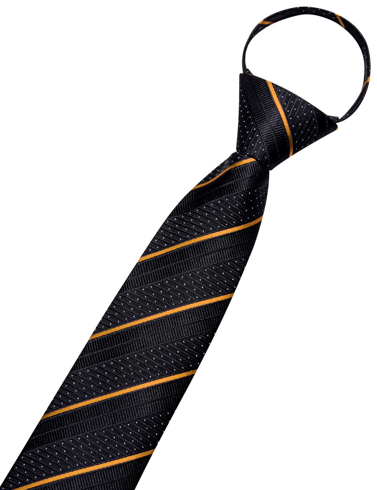  Black Tie White Dots Gold Stripes Mens Novelty Pre-Tied Tie Set