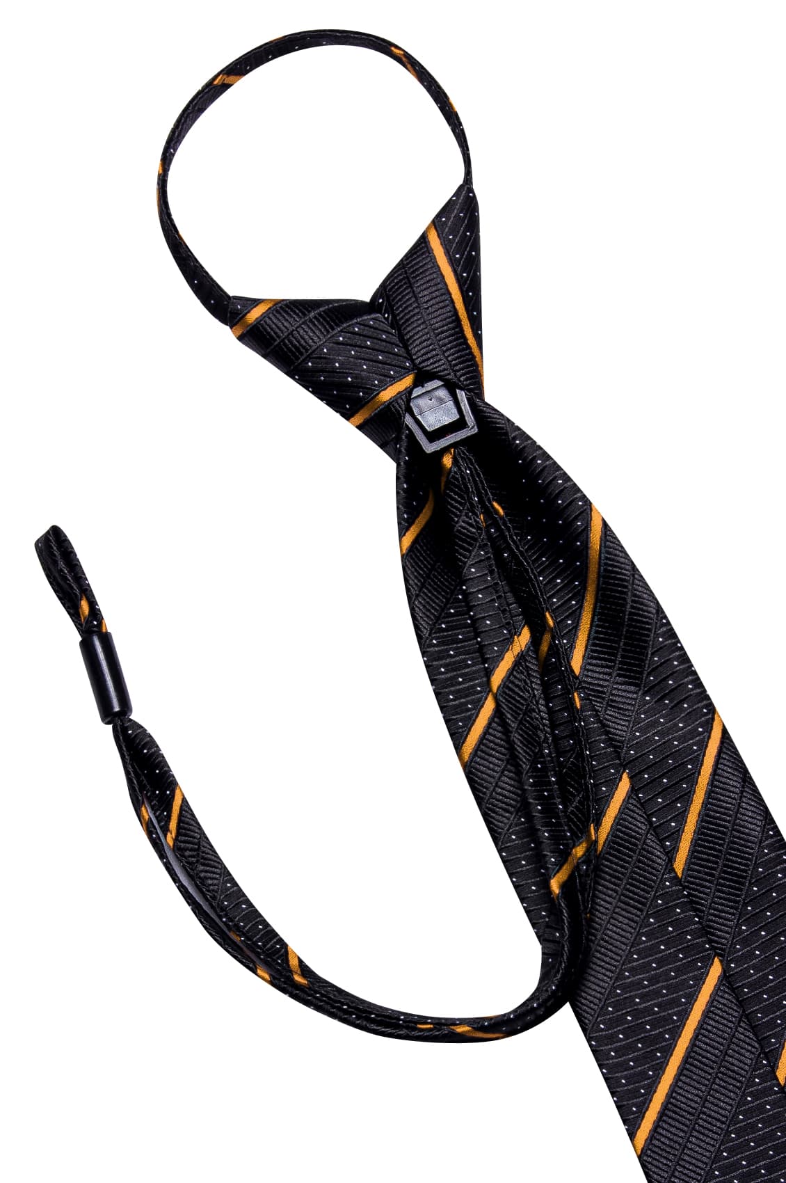  Black Tie White Dots Gold Stripes Mens Novelty Pre-Tied Tie Set